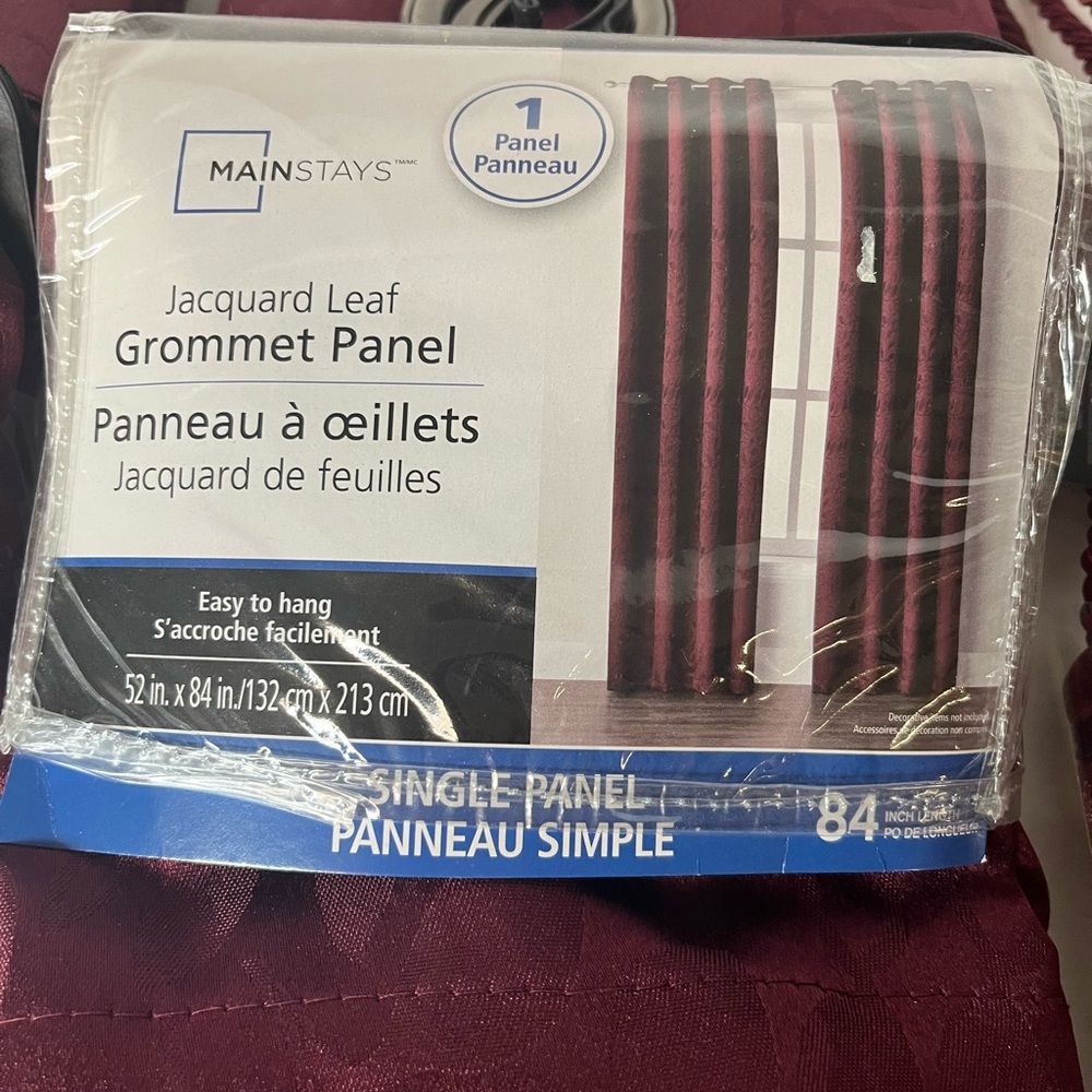 Five curtain panels Burgundy new in package